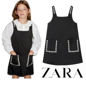 Zara Jeweled Black Tank Dress Girl 7Y